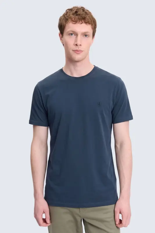 Mavi Regular Fit Bisiklet Yaka 100 Pamuk Tişört - Indigo-01 - HATEMOĞLU