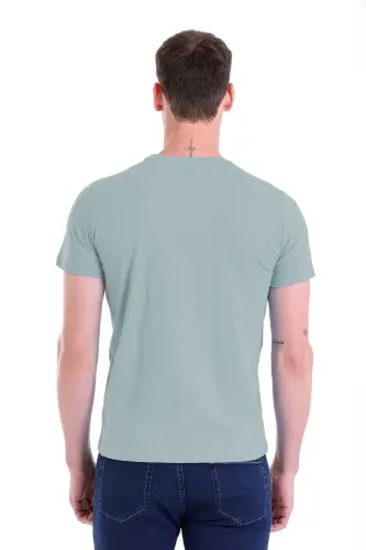 Mavi Regular Fit Düz 100% Pamuk Bisiklet Yaka Tişört - Mavi - 6