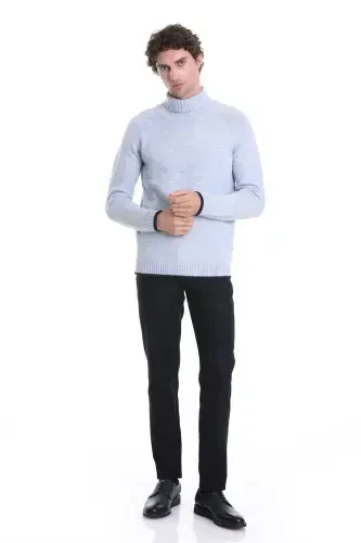 Mavi Regular Fit Düz Balıkçı Yaka Triko Kazak-Mavi - HATEMOĞLU (1)