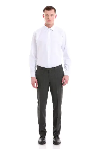 Mavi Slim Fit Baskılı Pamuklu Slim Yaka Uzun Kollu Klasik Gömlek - Mavi - 2