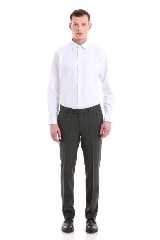 Mavi Slim Fit Baskılı Pamuklu Slim Yaka Uzun Kollu Klasik Gömlek - Mavi - 2