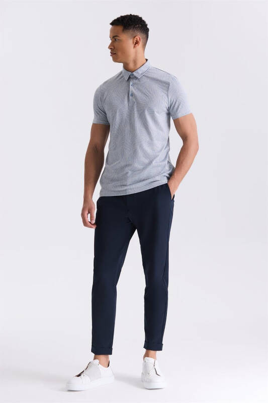 Mavi Slim Fit Desenli Gömlek Yaka T-Shirt - 2