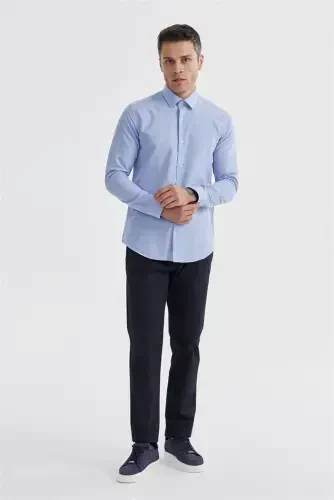 Mavi Slim Fit Pamuklu Klasik Kravatlık Gömlek - Modazone (1)
