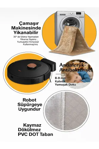 Mavi Trafik Çocuk Oyun Halısı Kaymaz Makinede Yıkanabilir Eğitici Bebek Ve Çocuk Odası Halısı Oyun2-Mavi - 3