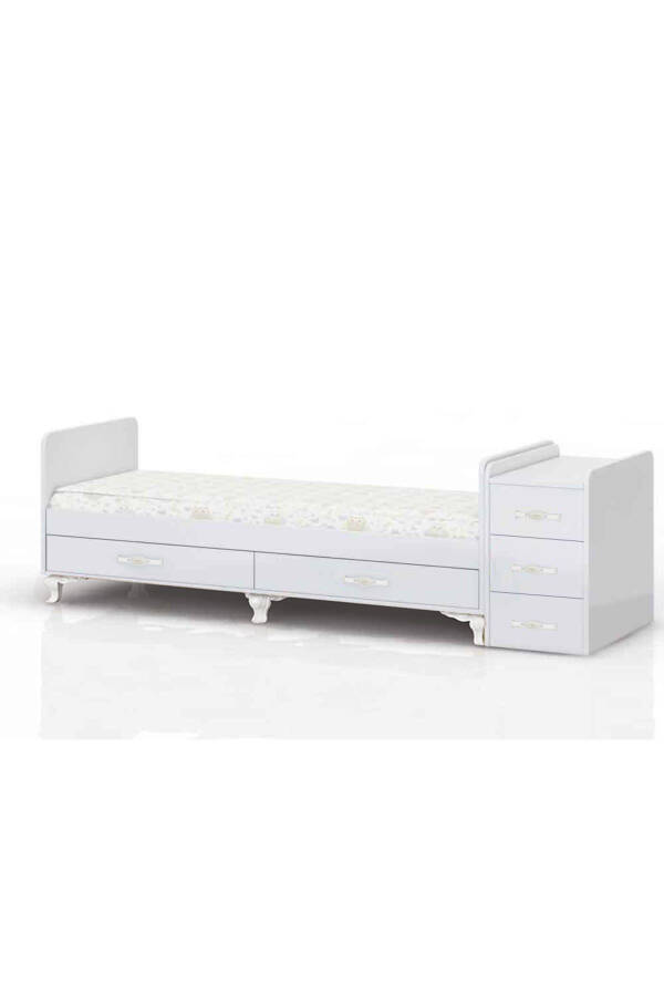 Mavi Uyku Setli, Yataklı, Anne Yanı Olabilen, Sallanır Büyüyen Bebek Beşiği 60 x 120 - 3