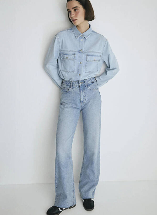 Mavi VICTORIA Lt Denim Wide Leg Women's Denim Pants M101072-34111 - 1
