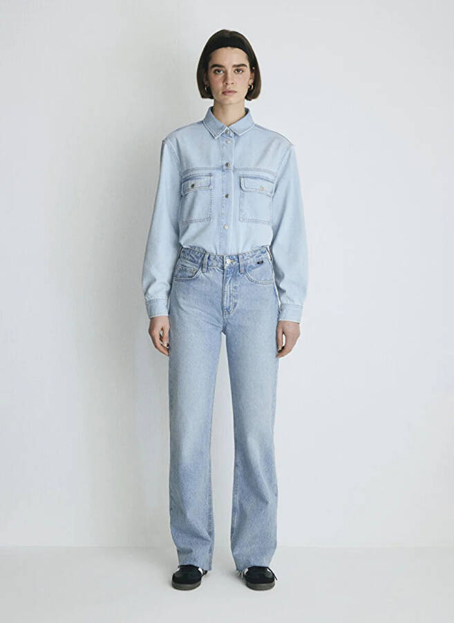 Mavi VICTORIA Lt Denim Wide Leg Women's Denim Pants M101072-34111 - 4