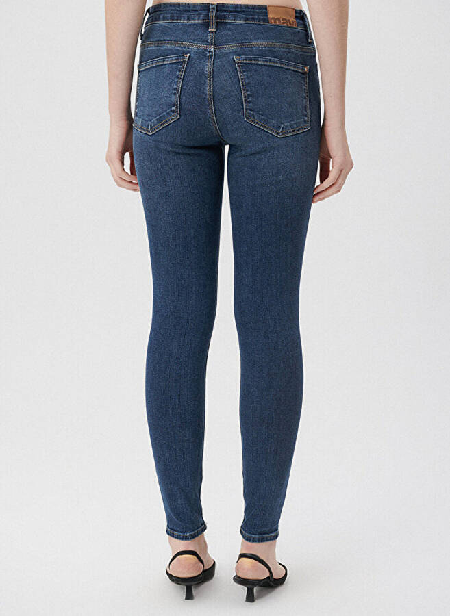 Mavi Yüksek Bel Bel Dar Paça Skinny Fit Kadın Denim Pantolon 1067835246 - 4