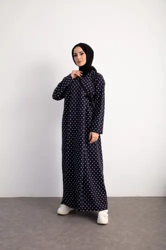 Mavsumiy ibodat libos, yon tomonlama bogʻlab olinadi, nuqta naqshli - KUTAY COLLECTION (1)