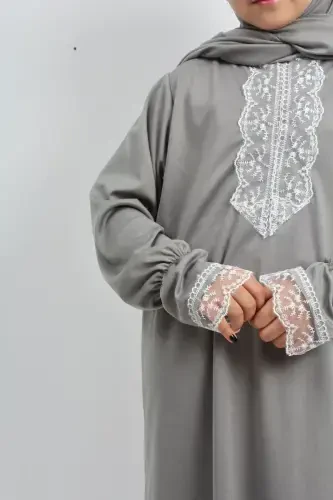 Mavsumiy qiz bolalar o'rta bo'yli chiroyli namoz libosi, yosh faraja, terlatmaydigan namoz Kiyimi-GRİ - 6