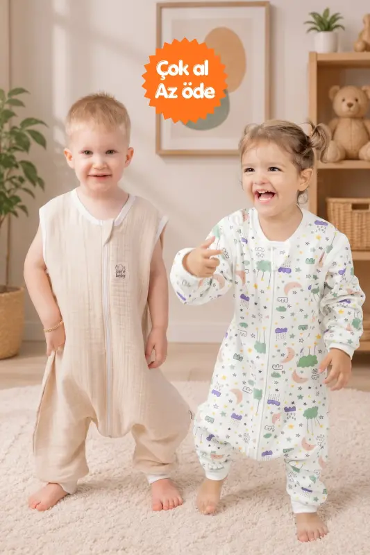 Mavsumiy Uyqu Qopchasi To‘plami 1.0 TOG va 0.5 TOG 100% Tabiiy Paxta - Ekrue va Bej rangi - SAREBABY