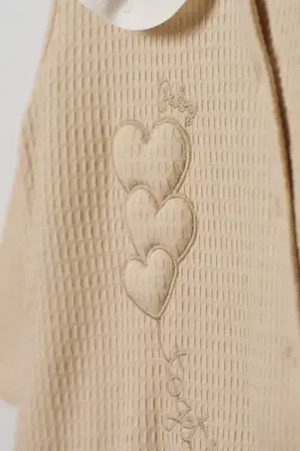 Mavsumiy uzun yengli bebe yoqali 100% paxta chitirli qiz bola patikli kombinezon 3-9 oy-BEJ - 6