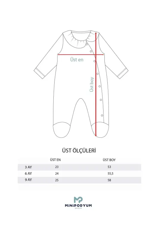 Mavsumiy uzun yengli bebe yoqali 100% paxta chitirli qiz bola patikli kombinezon 3-9 oy-BEJ - 8