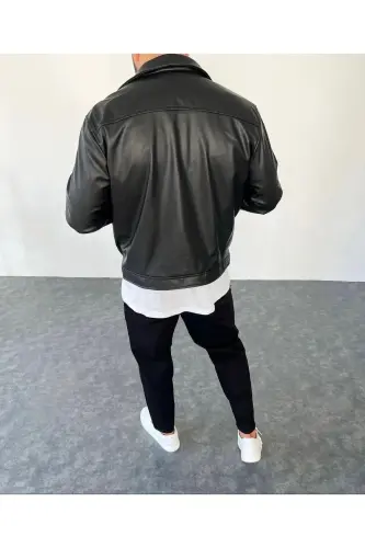 Mavsumiy Vintage Oversize Qisqa Teri Ko'ylagi - 7