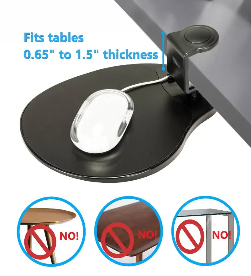 MAX SMART Under-desk Clamp on Mouse Pad with 360 Rotating Swivel Platform- - 13