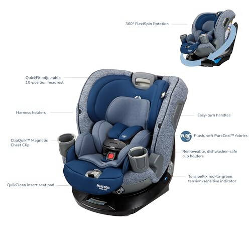 Maxi-Cosi Emme 360 Car Seat: Rotating Car Seat 360, All-in-One Convertible, Car Seat 360 Rotation, Swivel Car Seat in Navy Wonder - 4