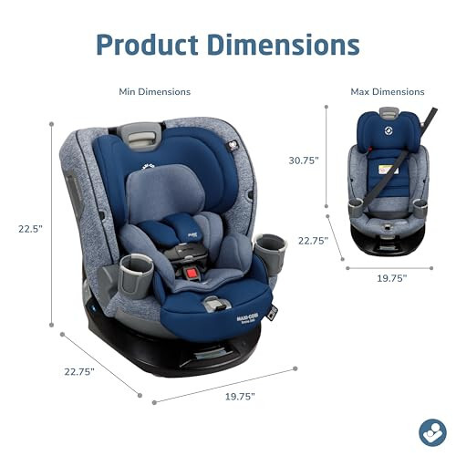 Maxi-Cosi Emme 360 Car Seat: Rotating Car Seat 360, All-in-One Convertible, Car Seat 360 Rotation, Swivel Car Seat in Navy Wonder - 6