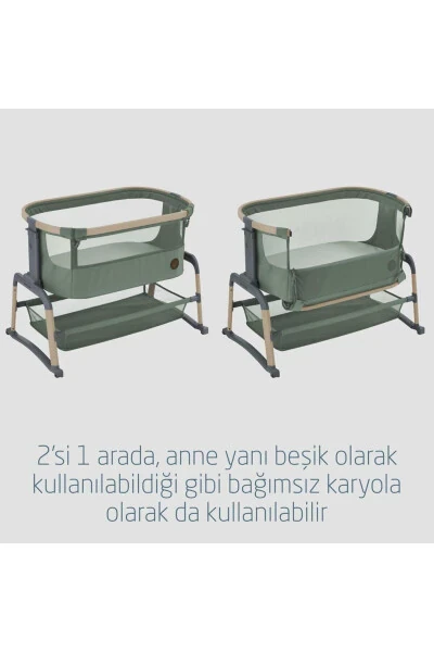 Maxi-Cosi Iora Air Sallanabilen Ahşap Görünümlü Anne Yanı Beşik Beyond Green - 4