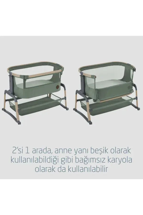 Maxi-Cosi Iora Air Sallanabilen Ahşap Görünümlü Anne Yanı Beşik Beyond Green - 4