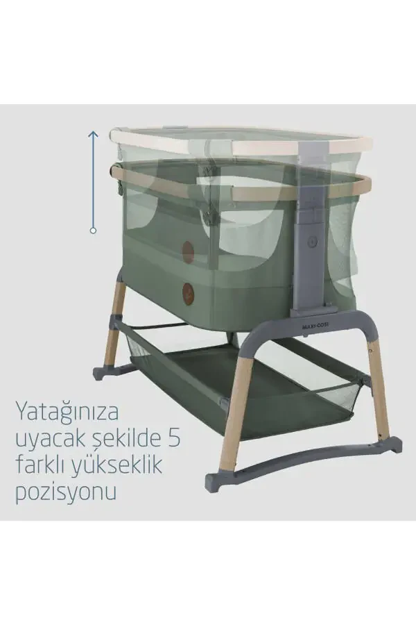 Maxi-Cosi Iora Air Sallanabilen Ahşap Görünümlü Anne Yanı Beşik Beyond Green - 5