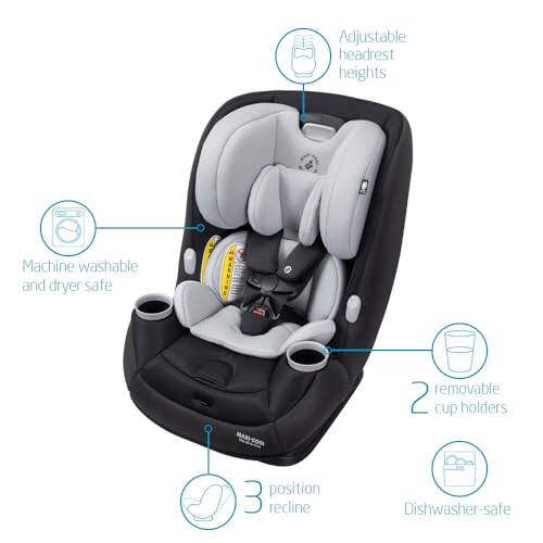 Maxi-Cosi Pria All-in-One Convertible Car Seat, Rear Facing Car Seat for Infants from 4-40 lbs, Forward Facing Car Seat up to 100 lbs in Booster Seat Mode, After Dark - 2