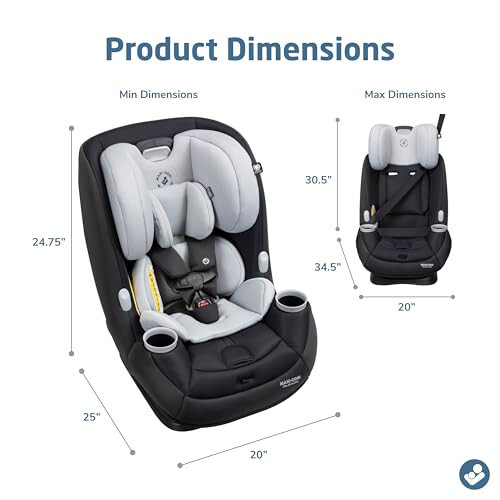 Maxi-Cosi Pria All-in-One Convertible Car Seat, Rear Facing Car Seat for Infants from 4-40 lbs, Forward Facing Car Seat up to 100 lbs in Booster Seat Mode, After Dark - 6