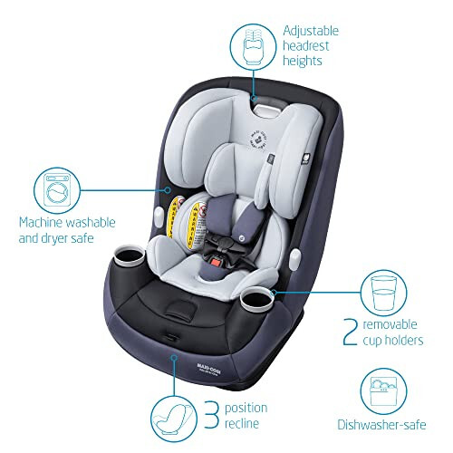 Maxi-Cosi Pria All-in-One Convertible Car Seat, Rear Facing Car Seat for Infants from 4-40 lbs, Forward Facing Car Seat up to 100 lbs in Booster Seat Mode, Midnight Slate - 2