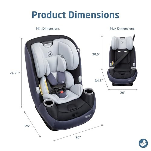 Maxi-Cosi Pria All-in-One Convertible Car Seat, Rear Facing Car Seat for Infants from 4-40 lbs, Forward Facing Car Seat up to 100 lbs in Booster Seat Mode, Midnight Slate - 6