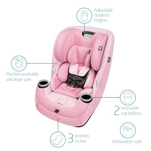 Maxi-Cosi Pria All-in-One Convertible Car Seat, Rear Facing Car Seat for Infants from 4-40 lbs, Forward Facing Car Seat up to 100 lbs in Booster Seat Mode, Rose Pink Sweater - 2