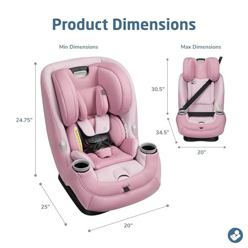 Maxi-Cosi Pria All-in-One Convertible Car Seat, Rear Facing Car Seat for Infants from 4-40 lbs, Forward Facing Car Seat up to 100 lbs in Booster Seat Mode, Rose Pink Sweater - 6