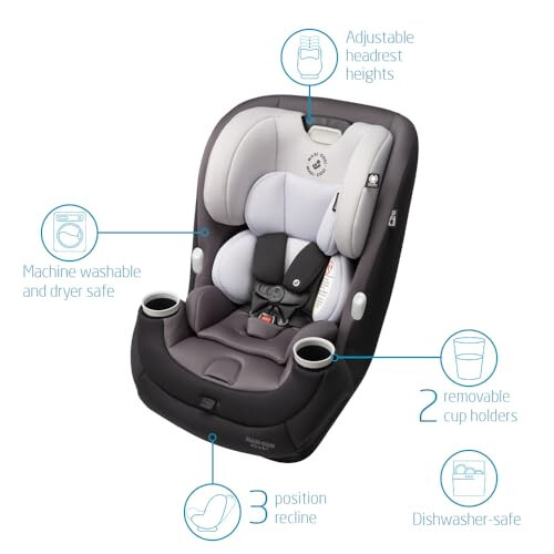 Maxi-Cosi Pria All-in-One Convertible Car Seat, rear-facing, from 4-40 pounds: forward-facing to 65 pounds: and up to 100 pounds in booster mode, Blackened Pearl - 2