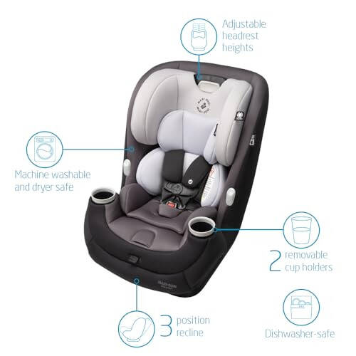 Maxi-Cosi Pria All-in-One Convertible Car Seat, rear-facing, from 4-40 pounds: forward-facing to 65 pounds: and up to 100 pounds in booster mode, Blackened Pearl - 2