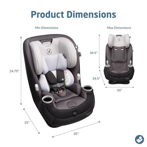 Maxi-Cosi Pria All-in-One Convertible Car Seat, rear-facing, from 4-40 pounds: forward-facing to 65 pounds: and up to 100 pounds in booster mode, Blackened Pearl - 6