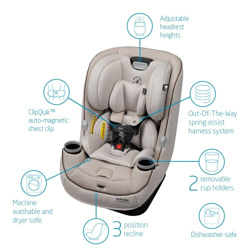 Maxi-Cosi Pria Max All-in-One Convertible Car Seat, Rear Facing Car Seat (4-40 lbs), Forward Facing Car Seat (22-65 lbs), High Back Booster Seat (40-100 lbs), Pure COSI, Desert Wonder - 3