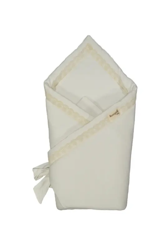 Maxi Multigen Lace Edged Cotton Swaddle Blanket-Yellow - 1