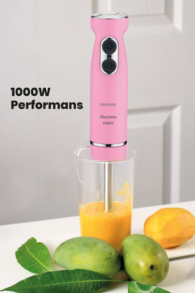 Maximix Pembe 1000 Watt 4 Bıçaklı Paslanmaz Çelik Turbo Hız Ayarlı El Blender - 28