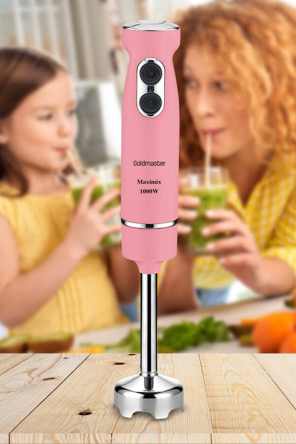 Maximix Pembe 1000 Watt 4 Bıçaklı Paslanmaz Çelik Turbo Hız Ayarlı El Blender - 31