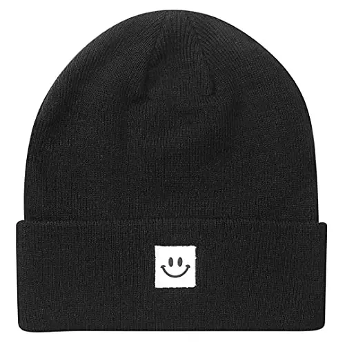 MaxNova Knit Beanie Hat erkaklar/ayollar uchun Smile Face bilan - MAXNOVA
