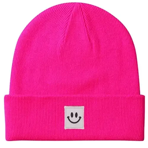 MaxNova Knit Beanie Hat Erkaklar/Ayollar uchun Smile Face bilan - MAXNOVA