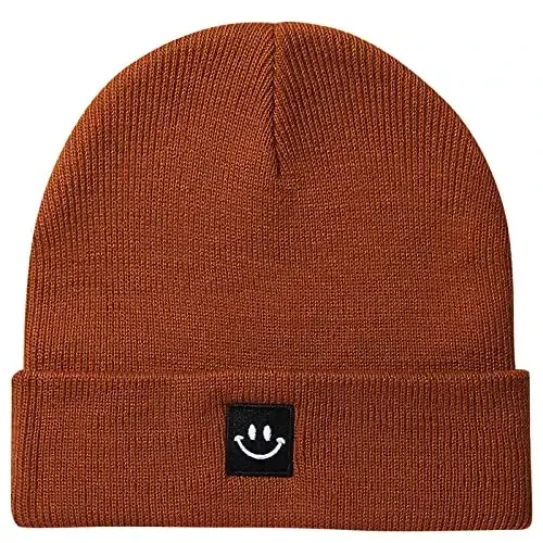 MaxNova Knit Beanie Hat with Smile Face for Men/Women 