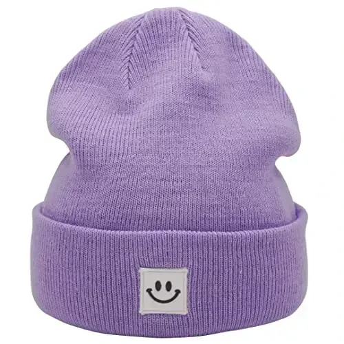 MaxNova Knit Beanie Hat with Smile Face for Men/Women - 4