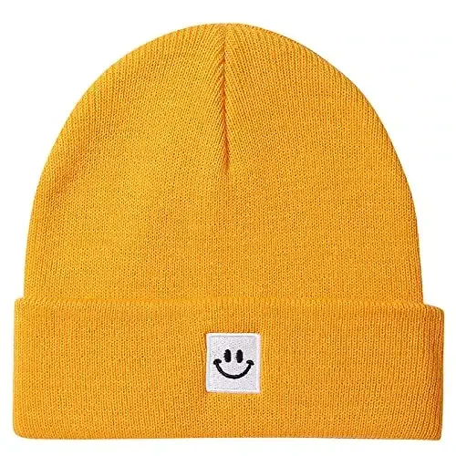 MaxNova Knit Beanie Hat with Smile Face for Men/Women 