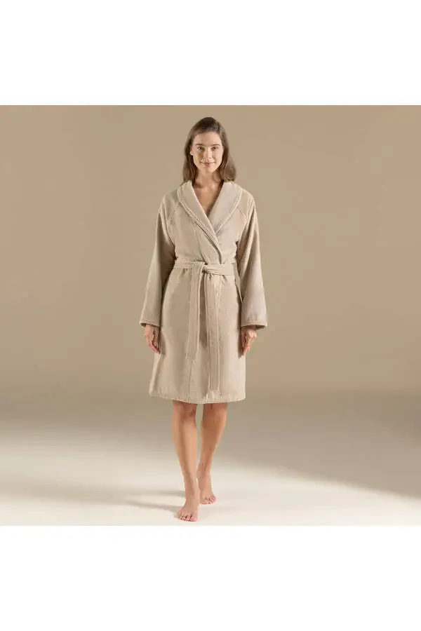 Махровый халат унисекс тёмно-бежевый - 3
