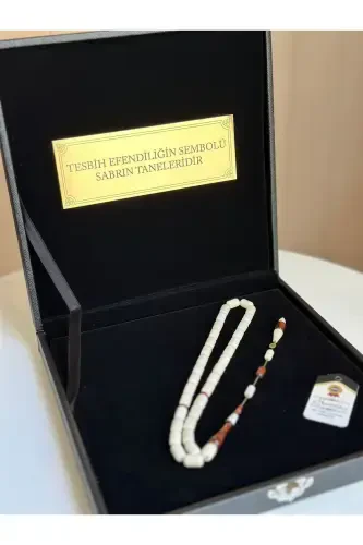 Maxsus yozuvli, maxsus qutidagi anorchil tasbeh, usta imzosi bilan, erkaklar uchun sovg'a, sertifikatlangan, shaxsiy ismli - jigarrang oq anorchil - 1