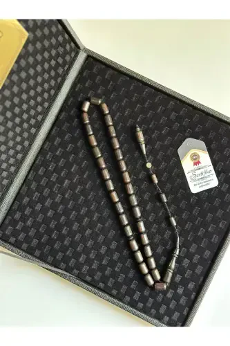 Maxsus yozuvli, maxsus qutidagi eben daraxti tasbehi, usta imzosi bilan, erkak uchun sovg'a, sertifikatli, shaxsiy ismli - eben. - KEHRIBARSTORE (1)
