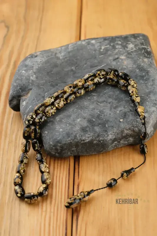 Maxsus yozuvli, maxsus qutili tilla zarrali tasbeh erkak uchun sovg'a sertifikatlangan shaxsiy ismli-qora - 6