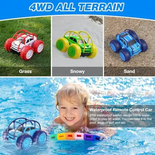 MaxTronic Amphibious Remote Control Car,Rechargeable RC Cars Toy 360° Flips Rotation Stunt Crawler 15KM/H 4WD All Terrain Outdoor Indoor Toy for Kids Boys Girls 3-12 - 6