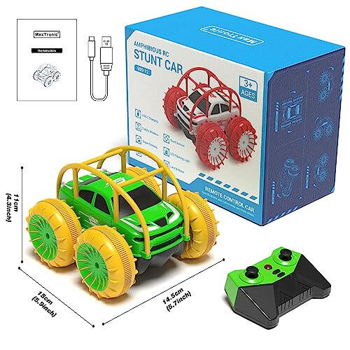 MaxTronic Amfibi Uzaktan Kumandalı Araba, Şarj Edilebilir RC Araba Oyuncak 360° Çevirme Dönüşü Dublör Kızak 15KM/H 4WD Her Arazi Açık Hava Kapalı Oyuncak Çocuklar Erkekler Kızlar 3-12 - 4