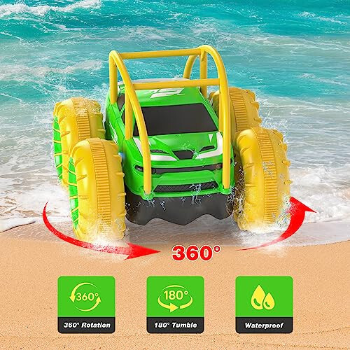 MaxTronic Amphibious Remote Control Car, Rechargeable RC Cars Toy 360° Flips Rotation Stunt Crawler 15KM/H 4WD All Terrain Outdoor Indoor Toy for Kids Boys Girls 3-12 - 3