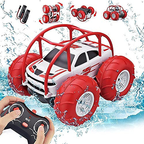 MaxTronic Masofaviy Boshqarishli Mashina, RC Mashinalar Amfibi Quruqlik va Suv Plaj Hovuz O'yinchoq Off-Road RC Qayiq, 3 4 5 6 7 8 9 10 11 12 Yil Bolalar O'g'il Qizlar Uchun Yon Chiroqlar bilan 360° Ag'darish Aylanish Dublёр Mashina - 7